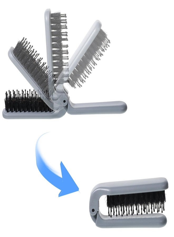 Styquenzer فرشاة شعر قابلة للطي للسفر (قطعتان)، فرشاة شعر صغيرة بشعيرات الخنزير، فرشاة سفر قابلة للطي بحجم الجيب للنساء، فرشاة محمولة صغيرة الحجم مناسبة لحقيبة اليد للشعر الكثيف والخفيف والمجعد والمستقيم، لاستعادة لمعانه. - Image 5